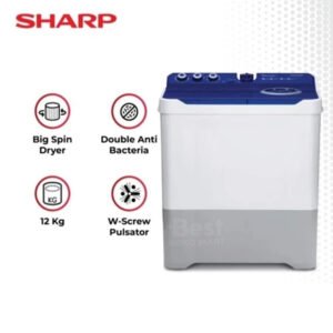 mesin cuci sharp es t1290wa bl pk 12 kg 2 tabung 1290wa twin tube garansi resmi original