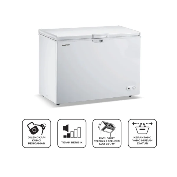 maspion freezer 300 liter ufh 300 t garansi resmi original