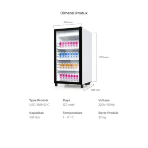 maspion lemari pendingin showcase 168 liter usg 168 nd c garansi resmi original