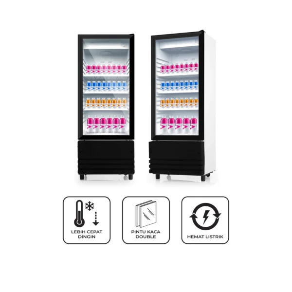 maspion lemari pendingin showcase 180 liter usg 180 nd c garansi resmi original