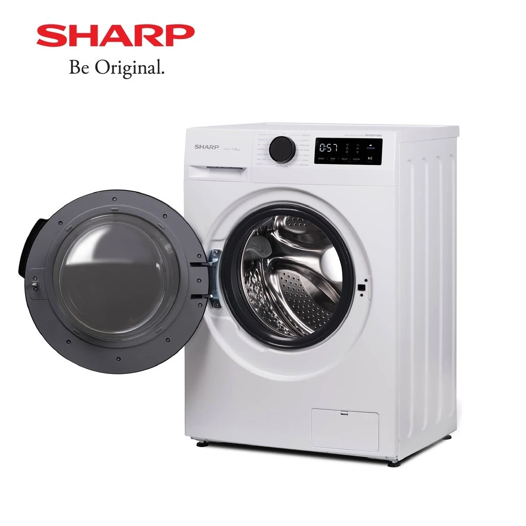 sharp washing machine front load series 8 kg , j tech inverter with auto tub clean es fl1480mwx garansi resmi original sharp washing machine front load series 8 kg , j tech inverter with auto tub clean es fl1480mwx garansi resmi original