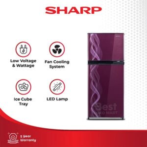 Sharp Kulkas 2 Pintu New Kirei Series Purple Helix SJ-197ND-VP2 Garansi Resmi Original