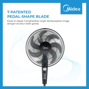 midea kipas angin berdiri 16" fs40 24e hitam strong cooling stand fan