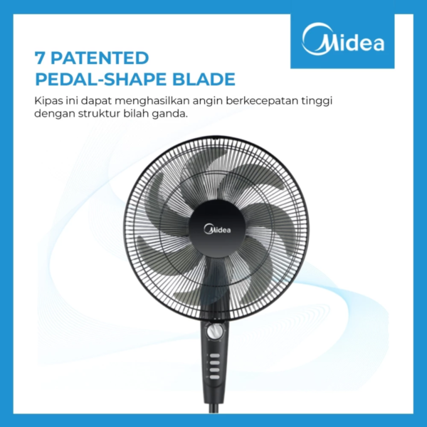 midea kipas angin berdiri 16" fs40 24e hitam strong cooling stand fan