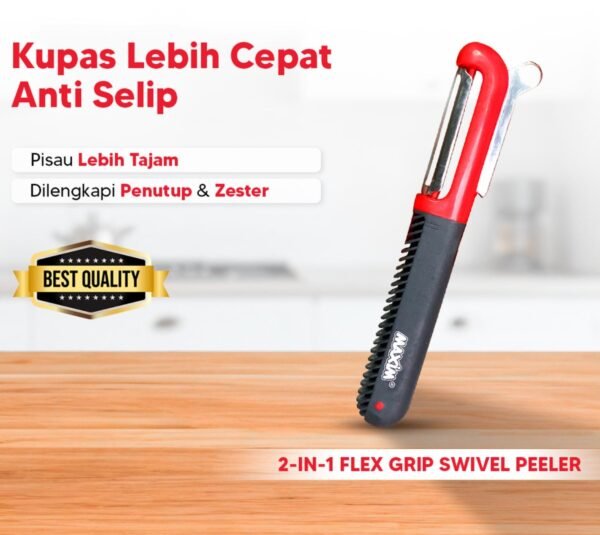 maxim tools flex grip swivel peeler 2in1 alat pengupas sayur buah stainless steel ergonomis