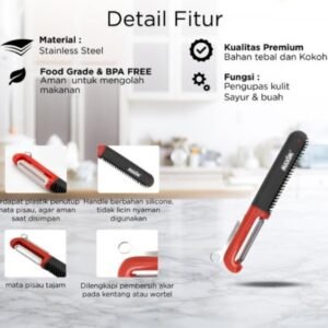 maxim tools flex grip swivel peeler 2in1 alat pengupas sayur buah stainless steel ergonomis