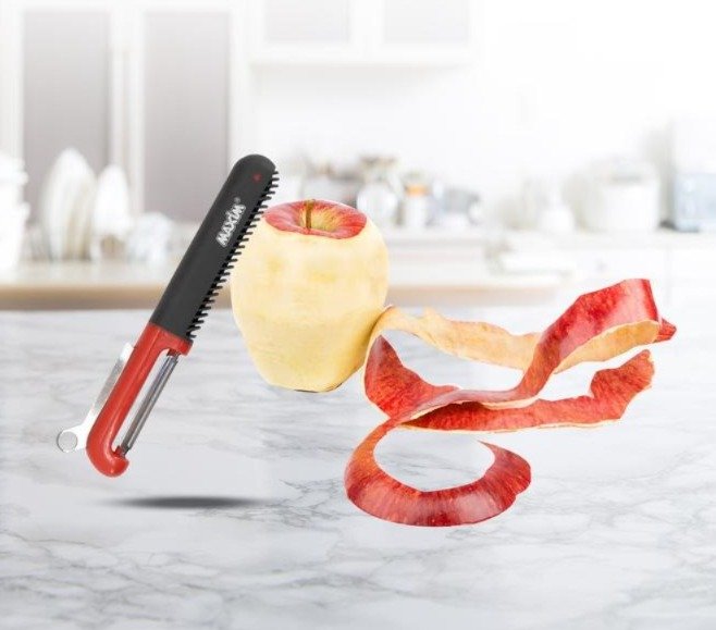 maxim tools flex grip swivel peeler 2in1 alat pengupas sayur buah stainless steel ergonomis