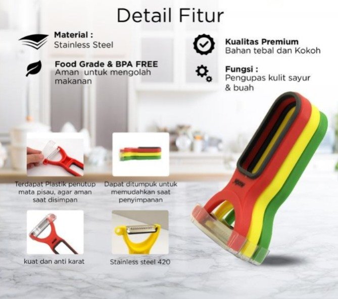 maxim tools set 3 multi function peeler alat pengupas sayur buah multifungsi stainless steel