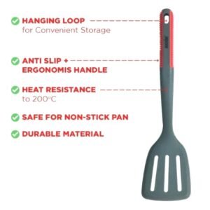maxim tools flex grip slotted turner spatula saringan masak anti lengket