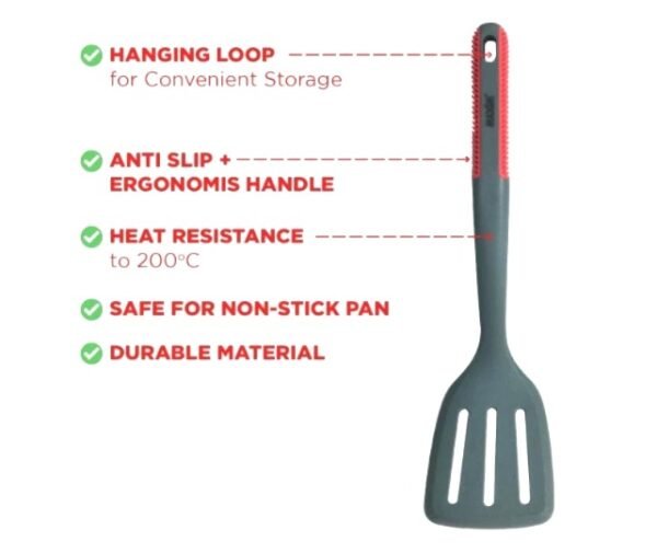 maxim tools flex grip slotted turner spatula saringan masak anti lengket