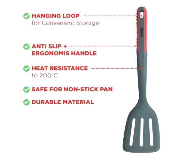 maxim tools flex grip slotted turner spatula saringan masak anti lengket