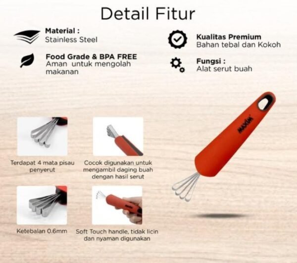 maxim tools melon scraper penyerut buah stainless steel