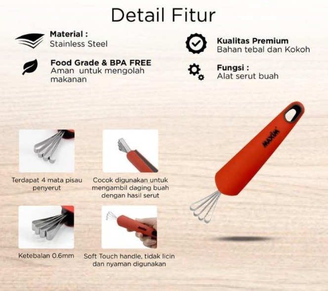maxim tools melon scraper penyerut buah stainless steel