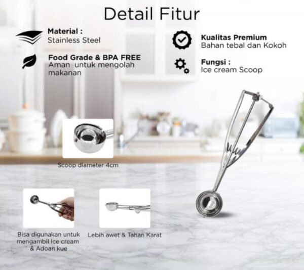 maxim tools ice cream scoop stainless steel sendok es krim premium