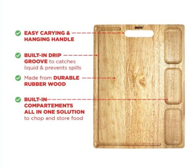 maxim tools wooden cutting board 43cm talenan kayu dapur premium