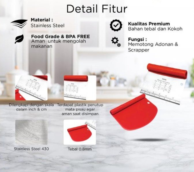 maxim tools dough cutter & cake scraper set 2pcs pemotong adonan dan pengikis kue