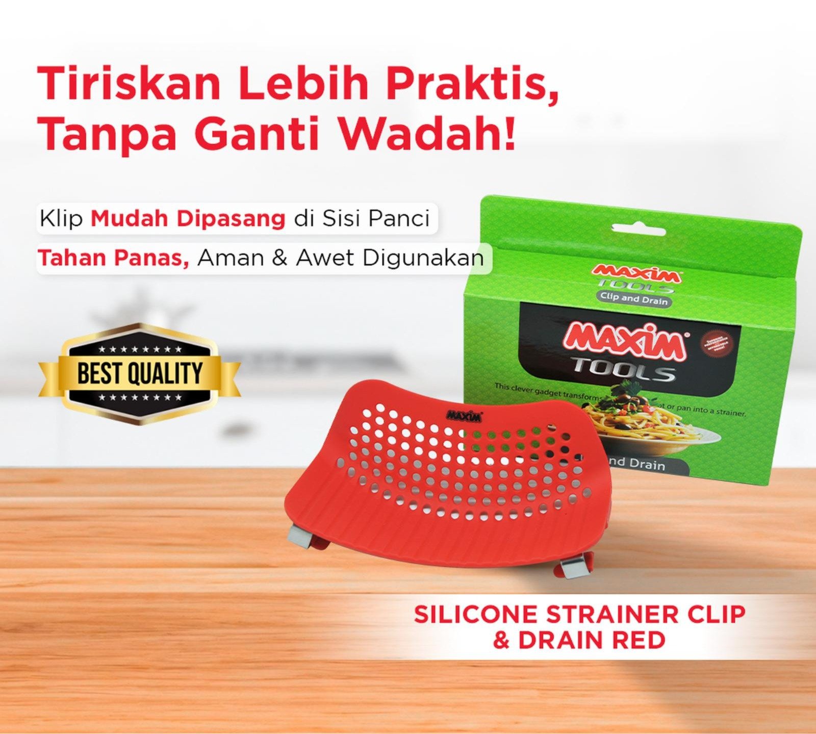 maxim tools silicone strainer clip & drain saringan panci praktis tahan panas
