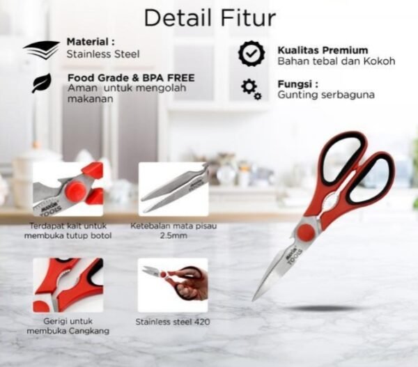 maxim tools kitchen scissors 8.25 inch gunting dapur stainless steel