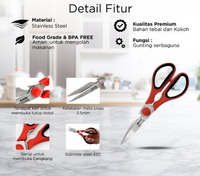 maxim tools kitchen scissors 8.25 inch gunting dapur stainless steel