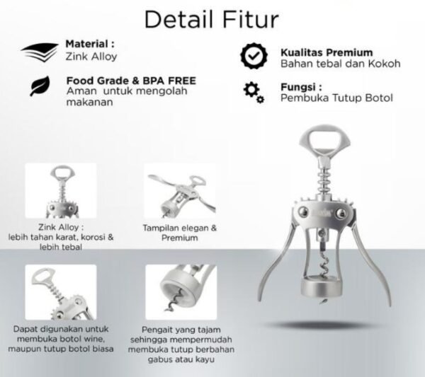 maxim tools professional wing corkscrew pembuka tutup botol anggur