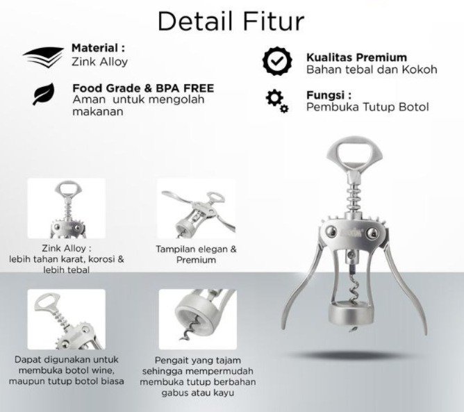 maxim tools professional wing corkscrew pembuka tutup botol anggur