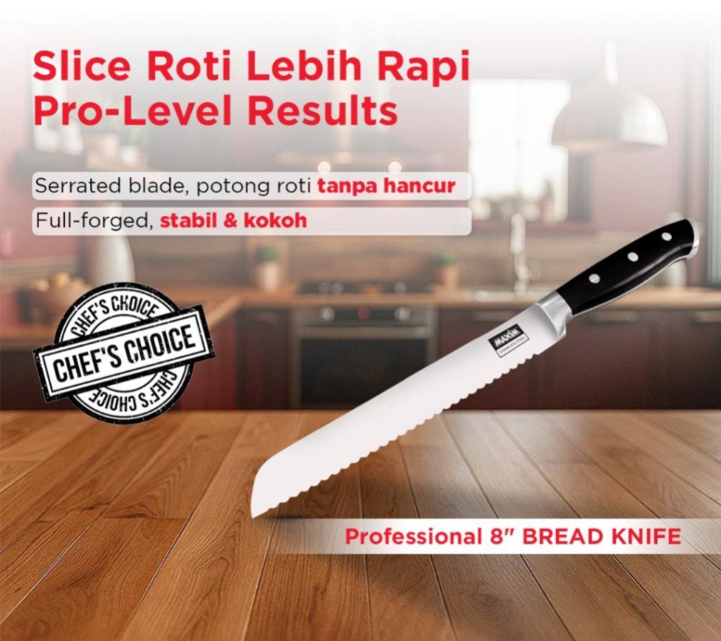 maxim tools forged bread knife 8 inch pisau roti bergerigi stainless steel
