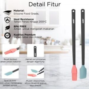 maxim tools mini spatula & brush set kuas dan spatula kue silikon