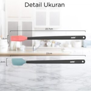 maxim tools mini spatula & brush set kuas dan spatula kue silikon