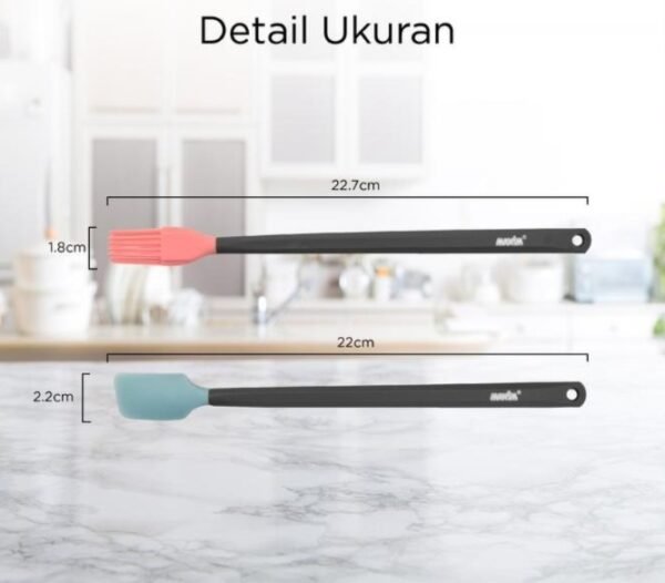 maxim tools mini spatula & brush set kuas dan spatula kue silikon