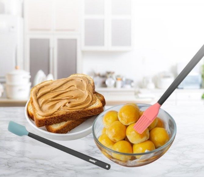 maxim tools mini spatula & brush set kuas dan spatula kue silikon