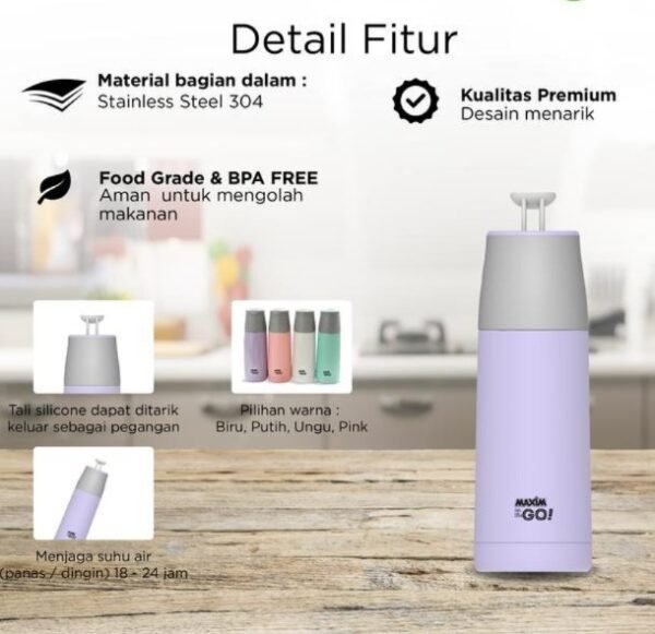 maxim tools fashion insulated tumbler 370ml botol minum panas dingin stainless steel