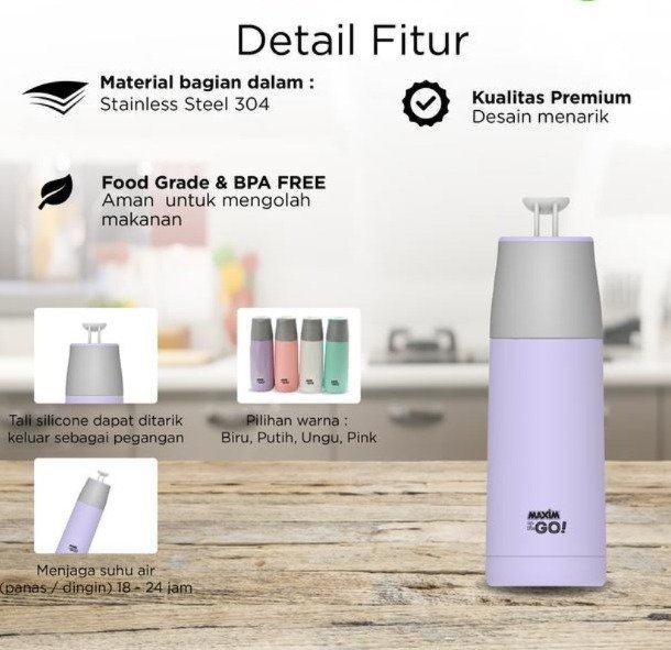 maxim tools fashion insulated tumbler 370ml botol minum panas dingin stainless steel