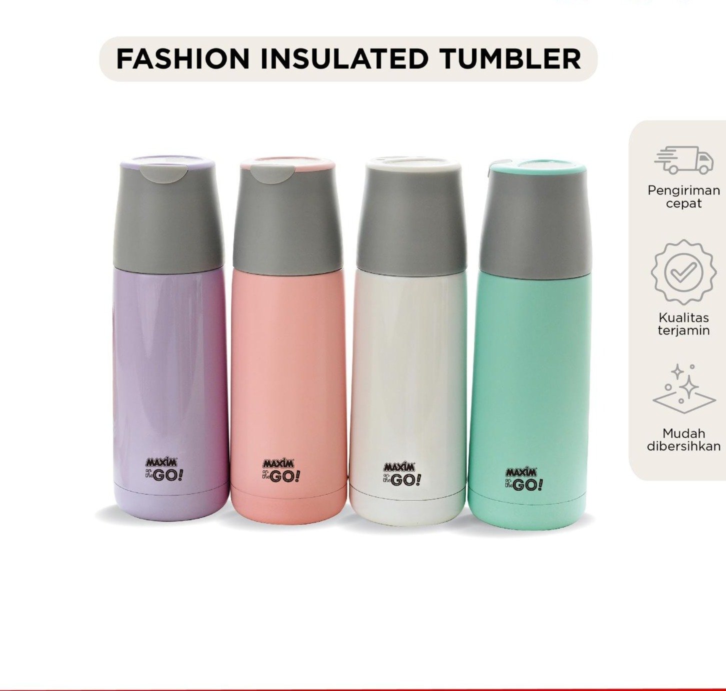 maxim tools fashion insulated tumbler 370ml botol minum panas dingin stainless steel