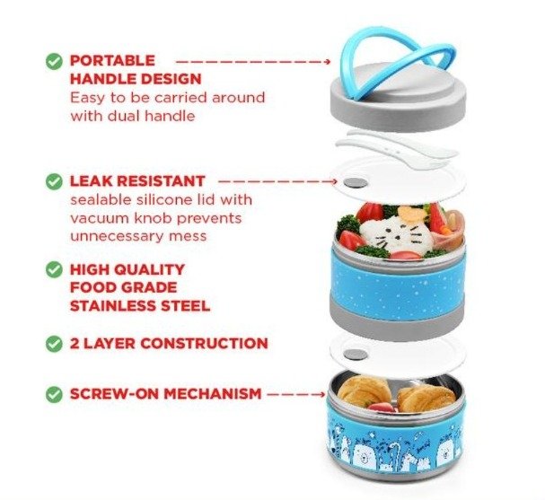 maxim tools bento lunch jar 2 layer ss kotak bekal makan stainless steel