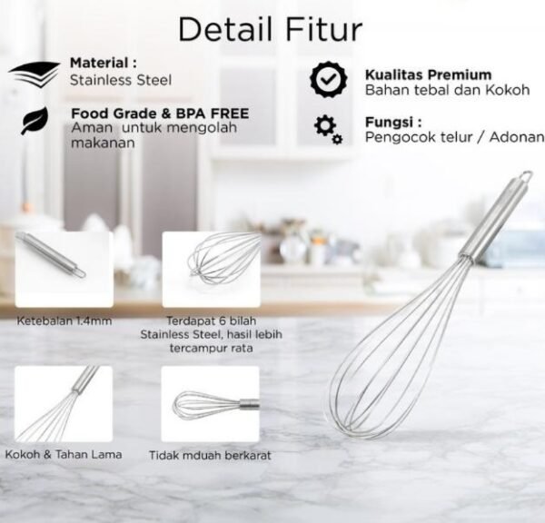 maxim tools metal balloon egg whisk 8 inch pengocok telur stainless steel