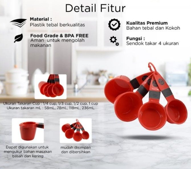 maxim tools measuring cup set 4pcs gelas ukur takaran dapur