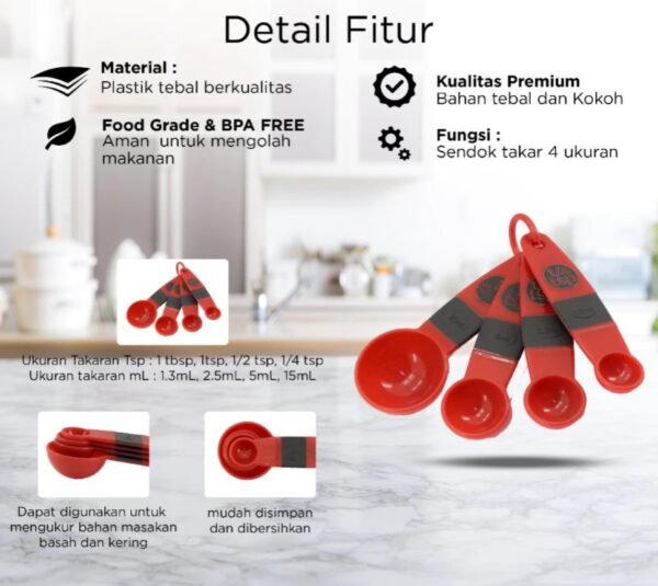 maxim tools measuring spoon set 4pcs sendok ukur takaran dapur