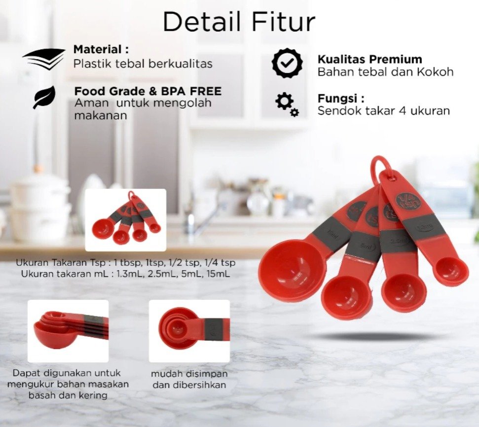 maxim tools measuring spoon set 4pcs sendok ukur takaran dapur