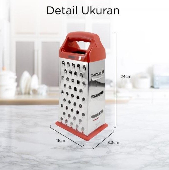 maxim tools 4 sided box grater red parutan keju sayur buah stainless steel