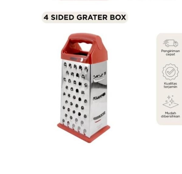 maxim tools 4 sided box grater red parutan keju sayur buah stainless steel