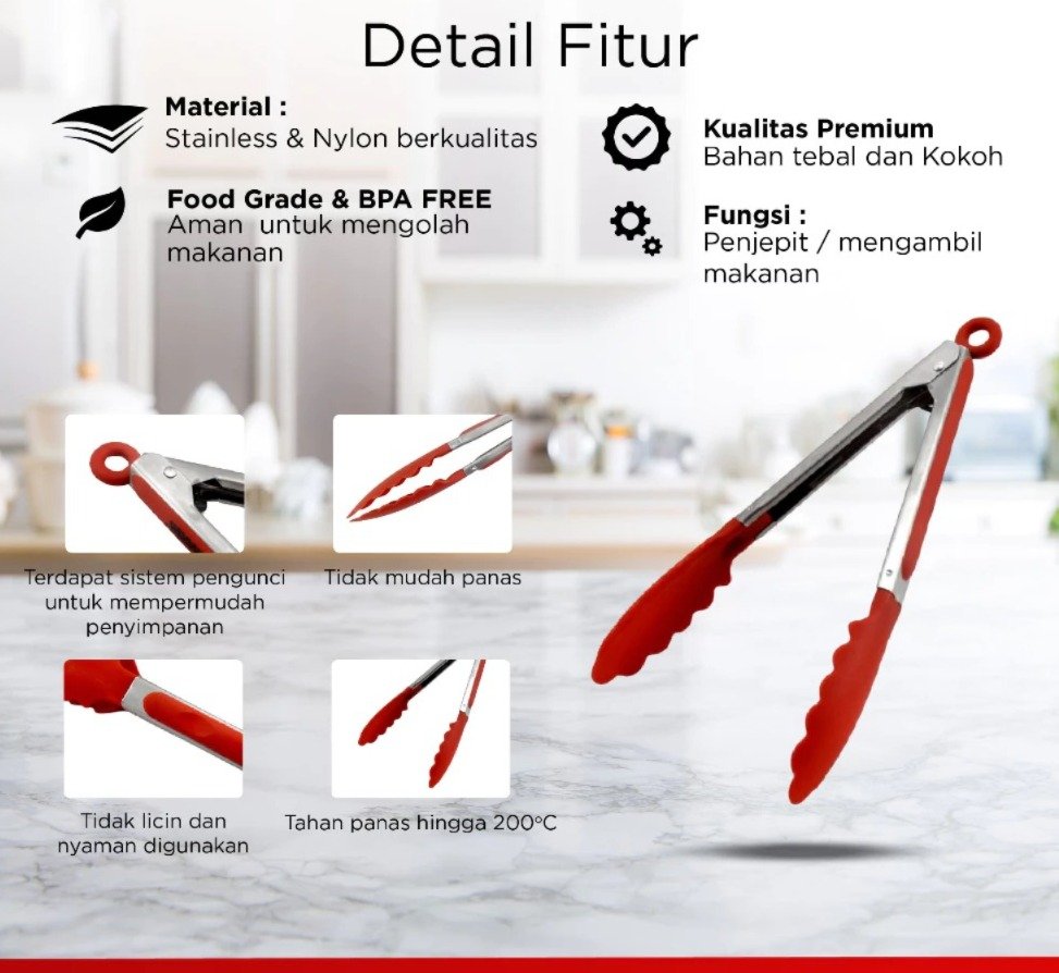 maxim tools serving tong 7 inch penjepit makanan serbaguna