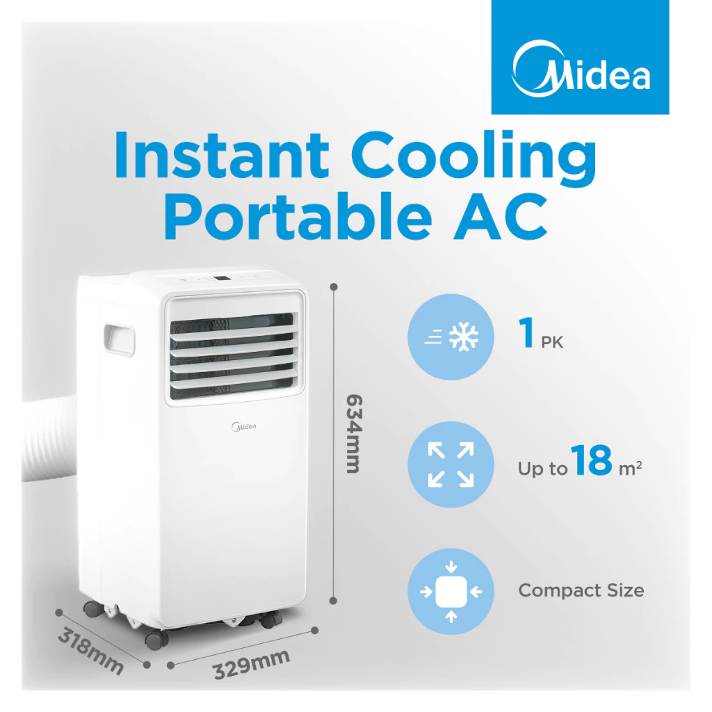 midea ac portable mpha 09crn7 multiple function ac 1 pk dehumidifying sleep mode timer 24 jam