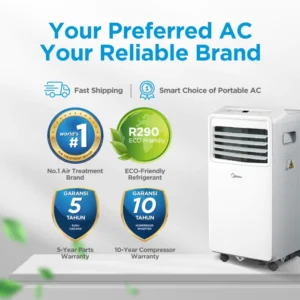 midea ac portable mpha 09crn7 multiple function ac 1 pk dehumidifying sleep mode timer 24 jam