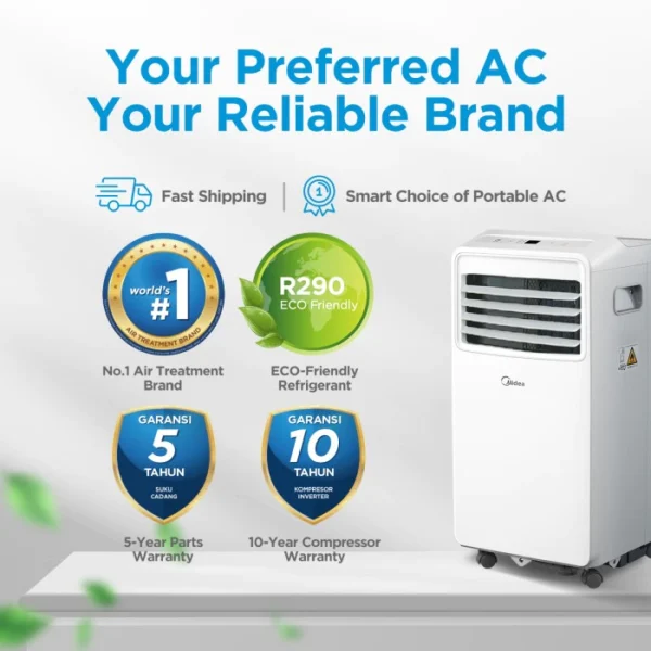 midea ac portable mpha 09crn7 multiple function ac 1 pk dehumidifying sleep mode timer 24 jam