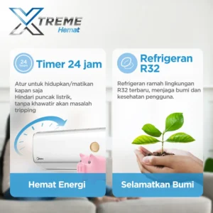 midea ac standard 2 pk msafe 18crn2x (indoor + outdoor)